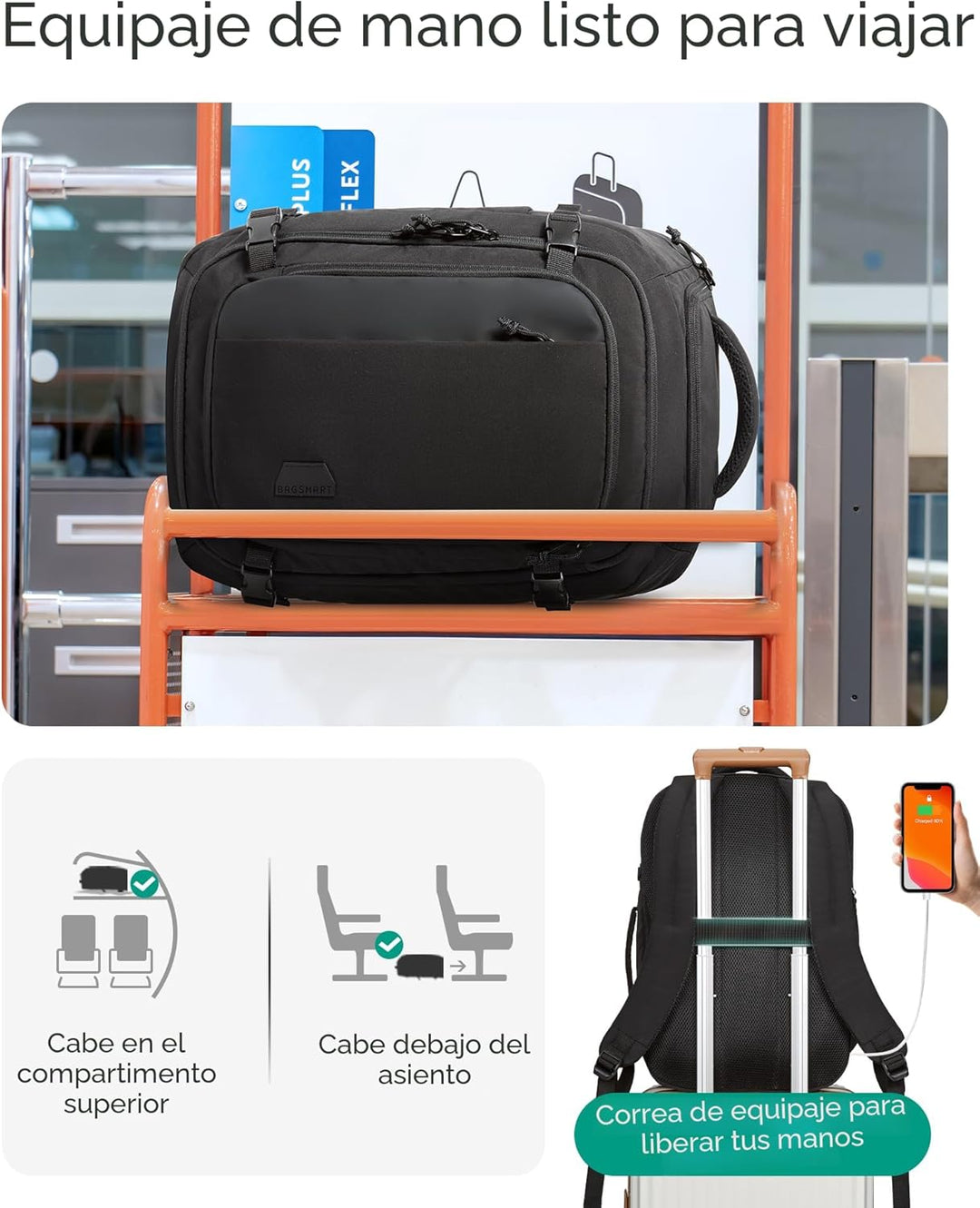 BAGSMART - Mochila de viaje para universidad con mochila para compu...