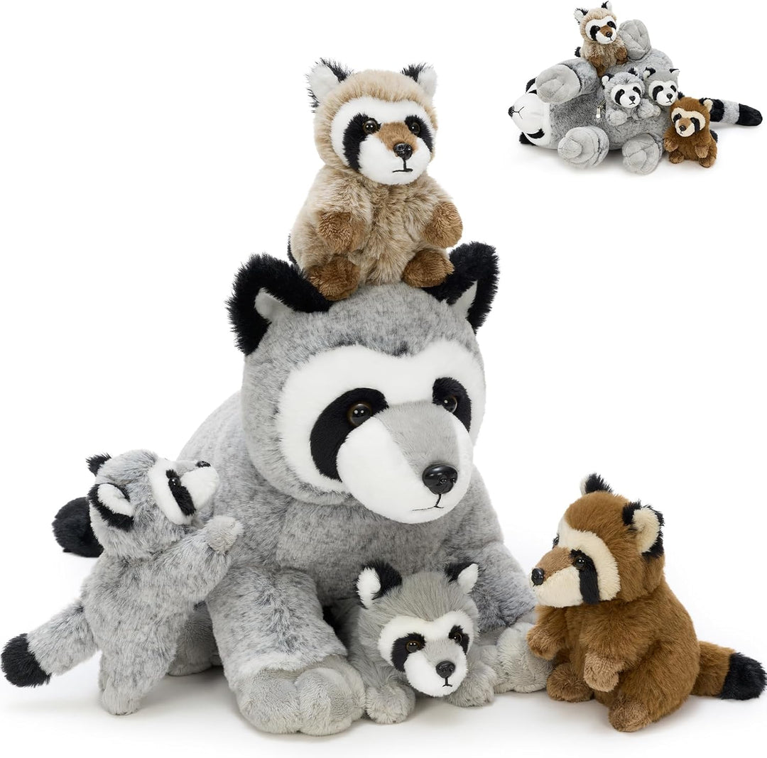 MaoGoLan 5 piezas de peluche de mapache grande de 22 pulgadas con 4...