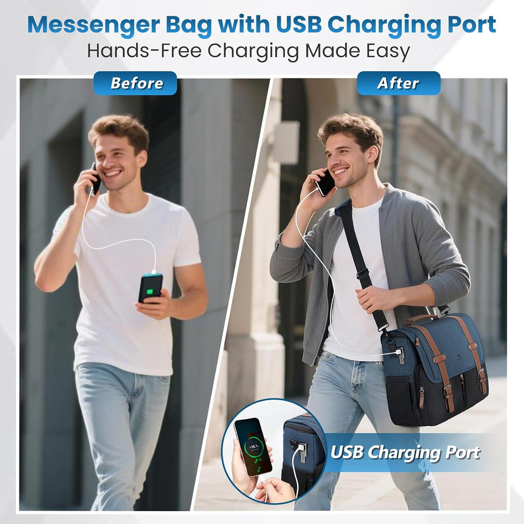 MATEIN Bolso bandolera para la escuela, bolso cruzado para hombre de 15.6