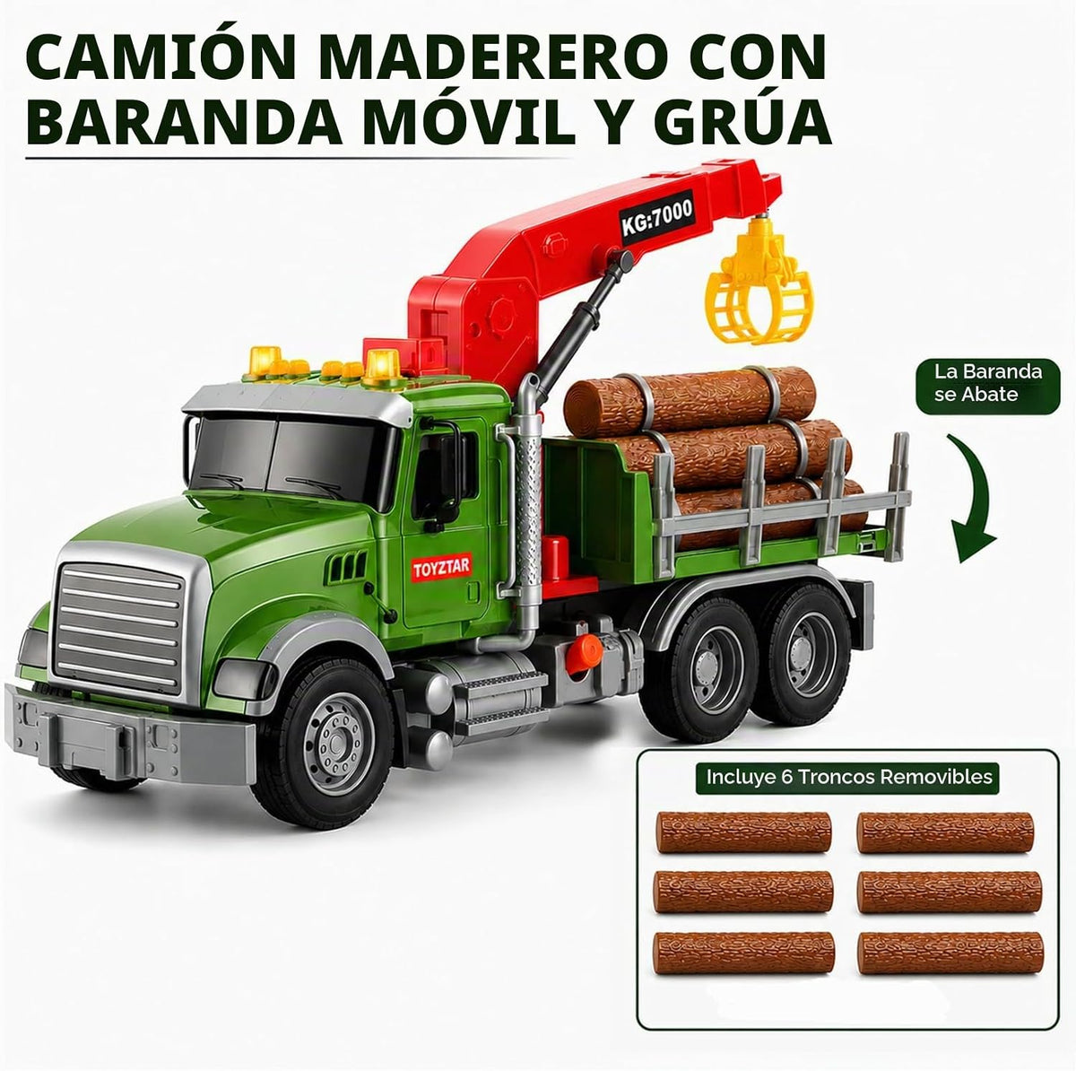Juguete verde del camión de la grúa de 15", juguete del camión de grúa del