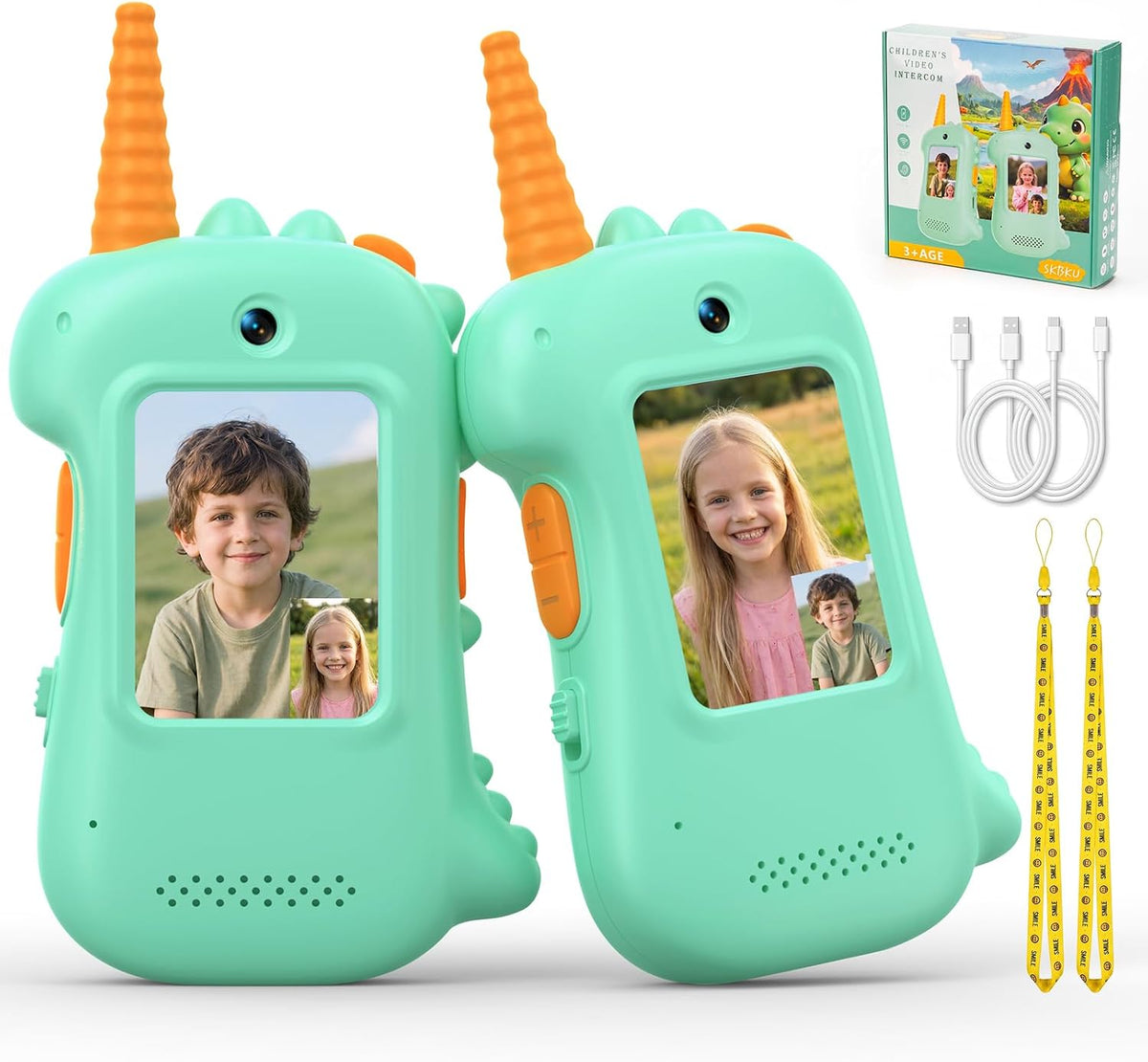 Walkie Talkies de video para niños, paquete de 2 regalos de cumpleaños de