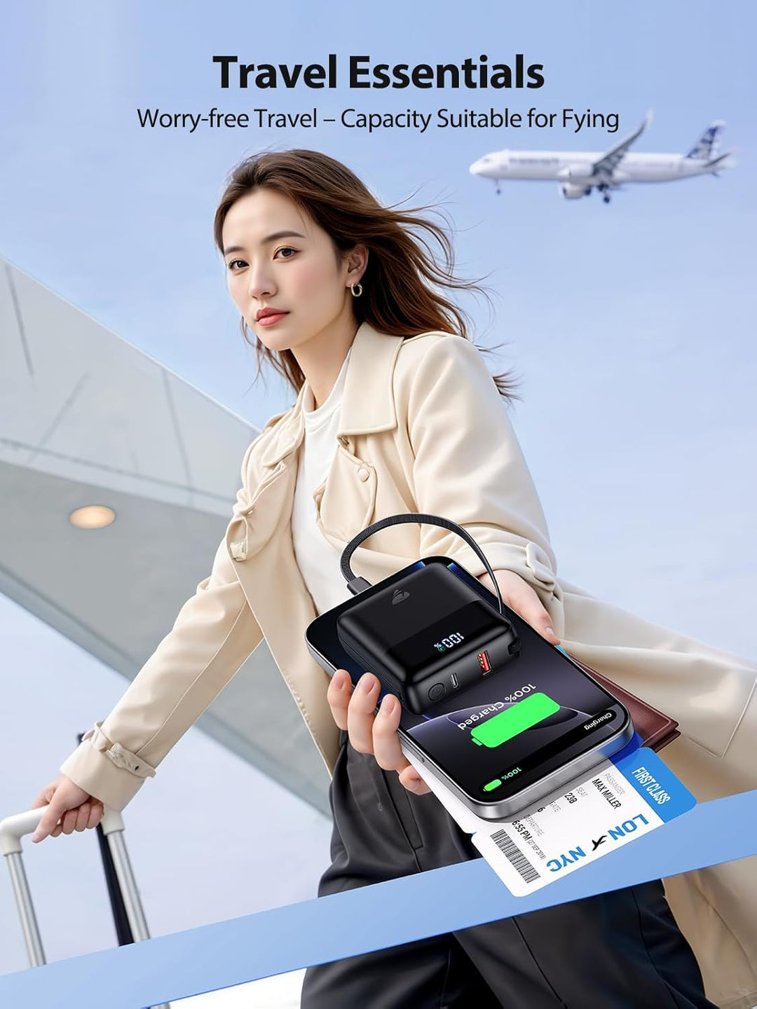 Aioneus Cargador portátil de 10000 mAh, batería de 22.5 W, carga rá...
