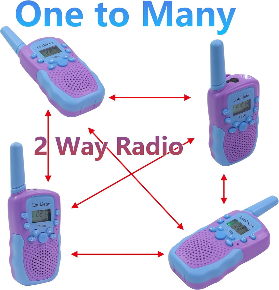 LOUKIENE Walkie Talkies para niños de 22 canales de radio de 2 vías...