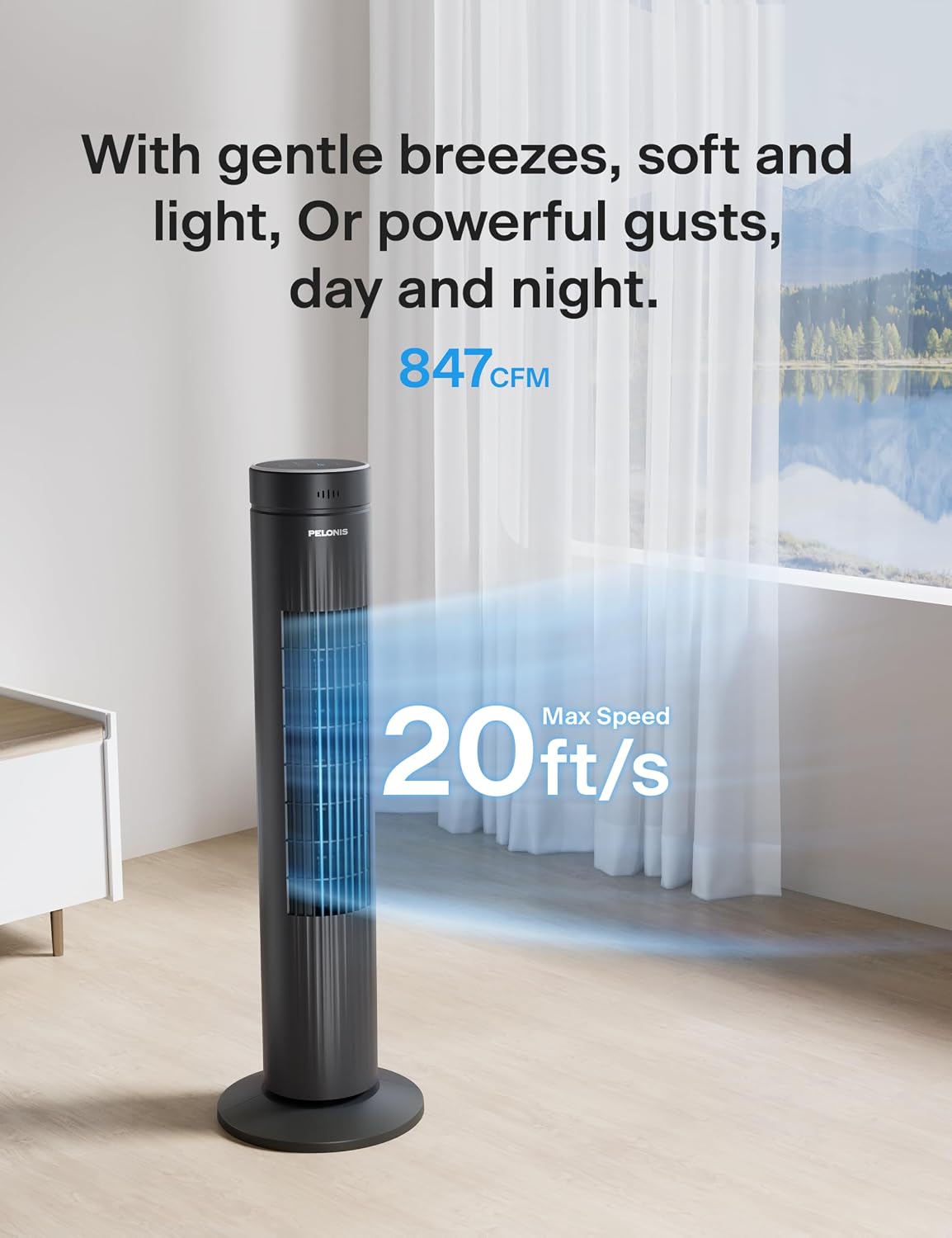 PELONIS Ventilador de torre oscilante de 30 pulgadas para dormitori...