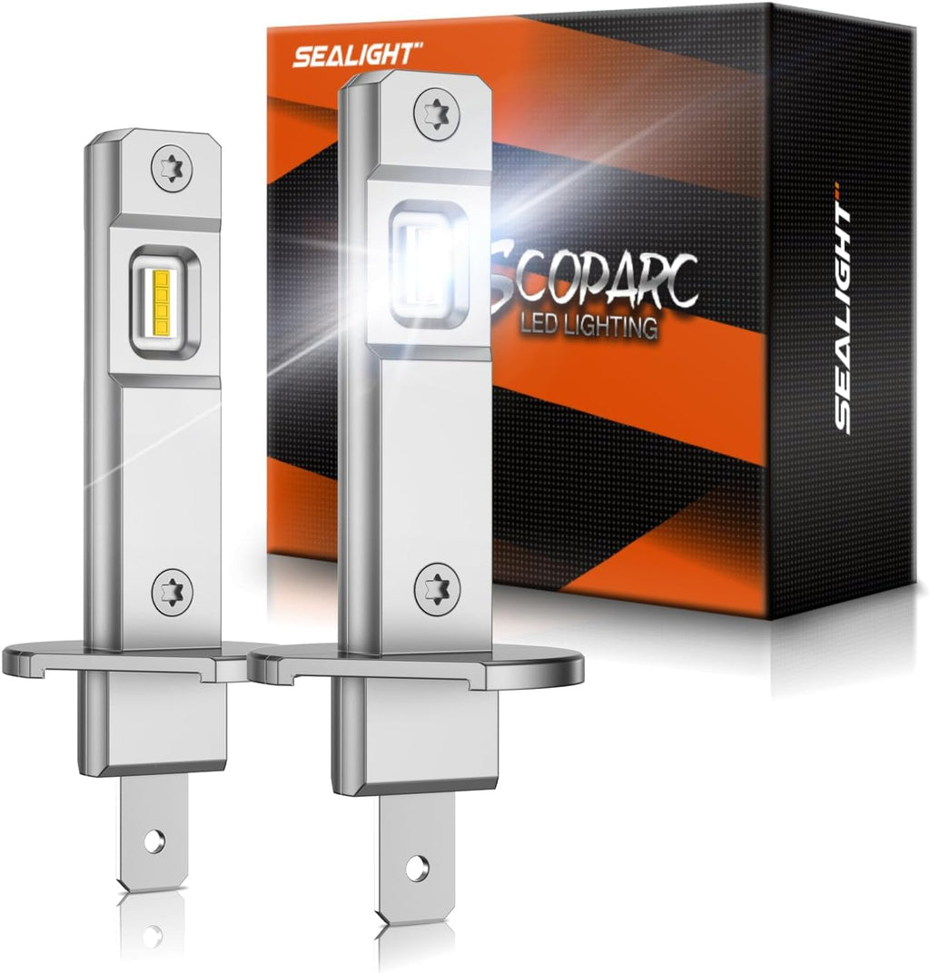 SEALIGHT Bombillas H1 ATV 70000LM súper brillantes, tamaño mini S6 H1, luz no requiere adaptador, sin cables, 6500K blanco frío, Plug-N-Play, conjunto de luces antiniebla de conducción, paquete de 2