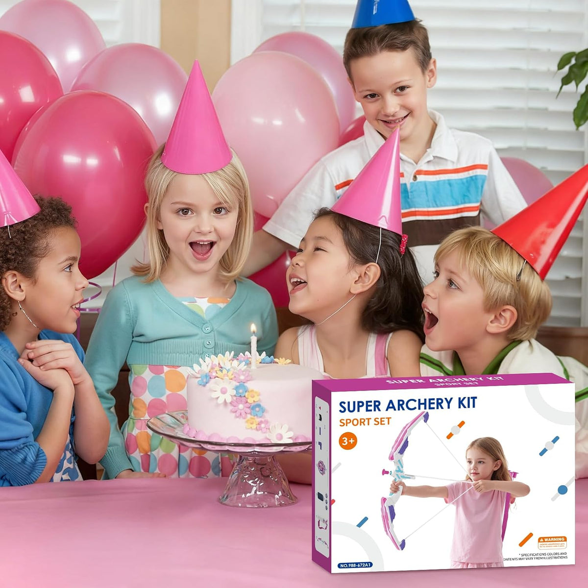 Bow y Arrow para Kids 4-6, LED Light Up Girls Archery Set