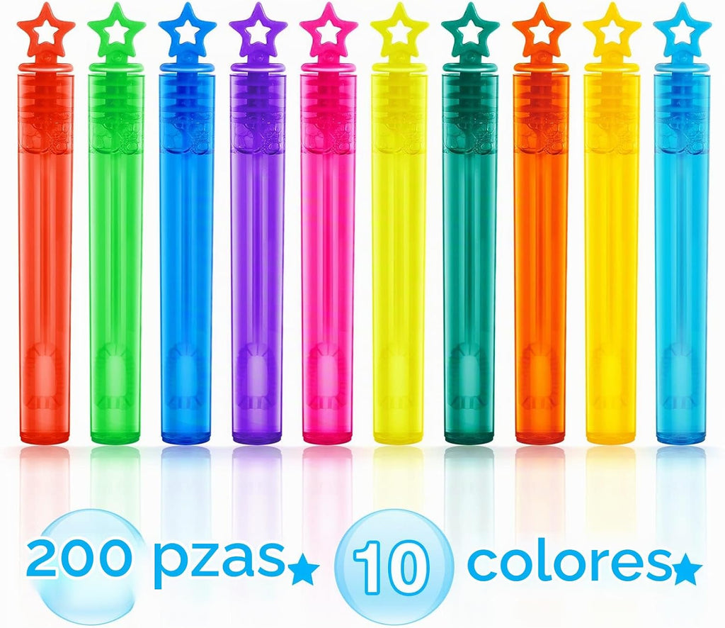 Varita de burbujas, 200 piezas de mini varitas de burbujas a granel en 10