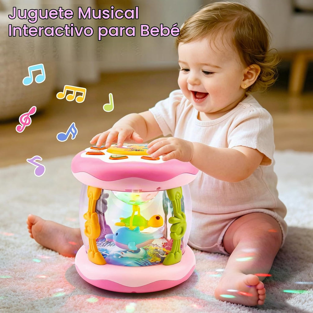 Juguetes para bebé niña, tiempo boca abajo, musical, iluminado, océano