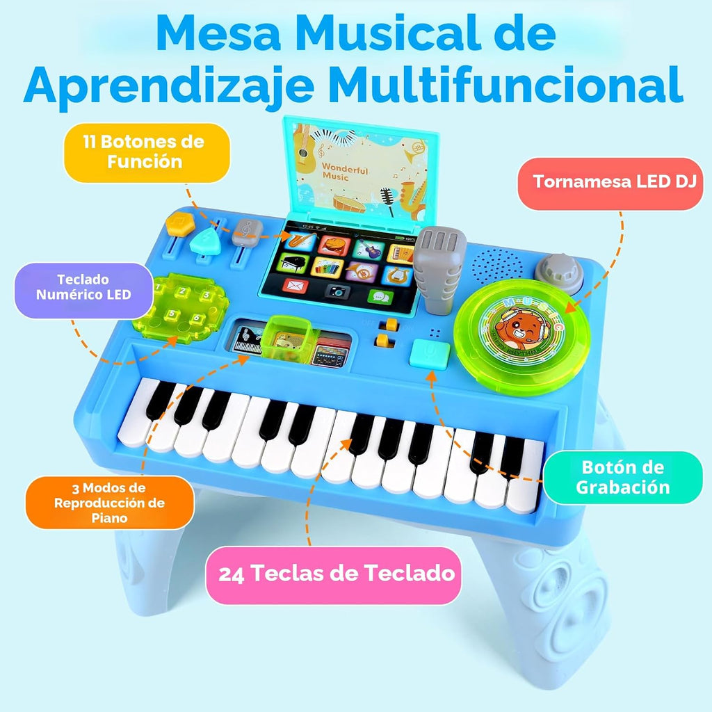 Baby DJ Table - Piano musical para niños pequeños con música y luz