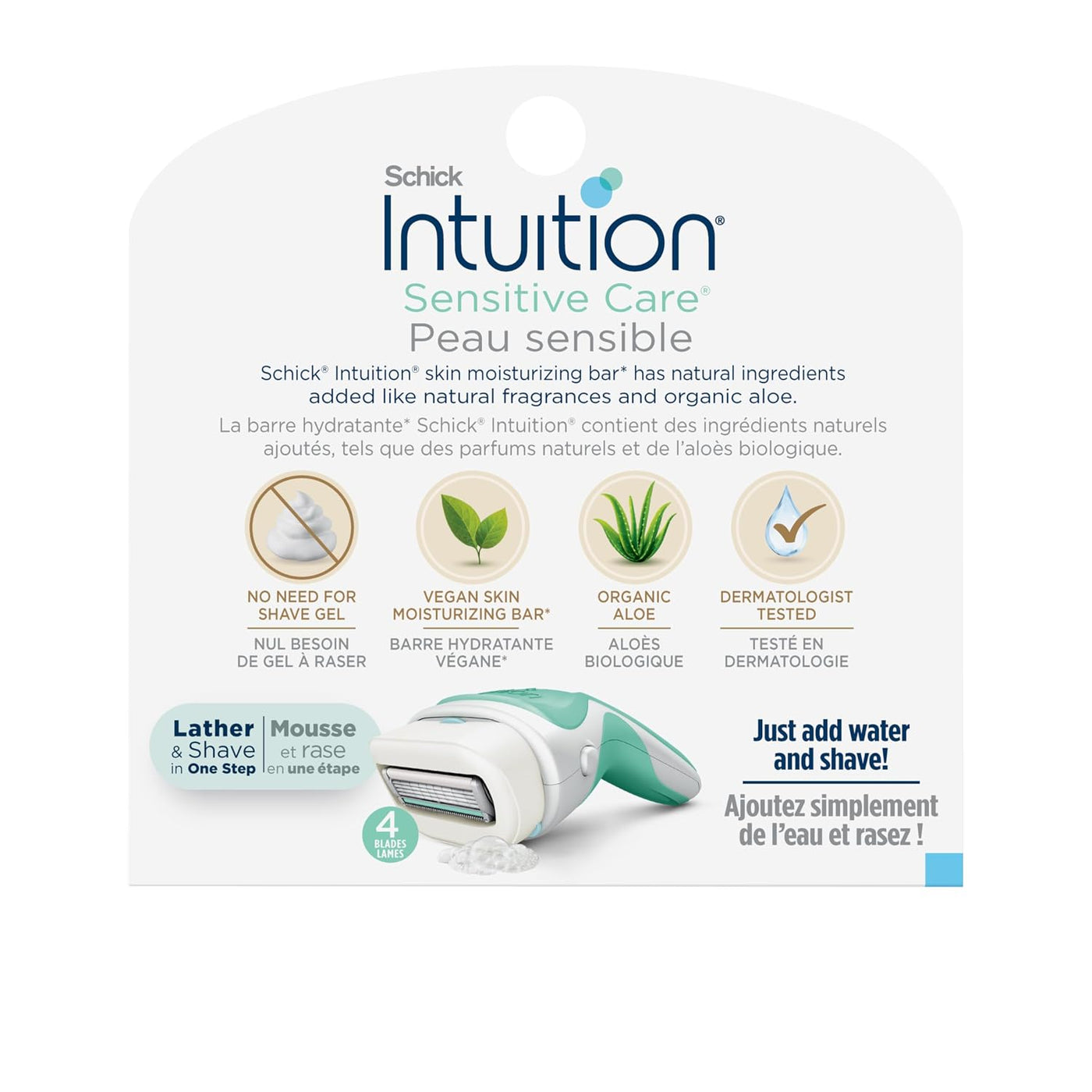 INTUITION Schick - Recambio de cuchillas de afeitar para piel sensi...