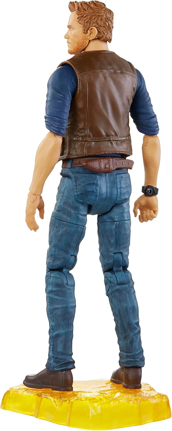Jurassic World Toys Owen Grady Figura de acción coleccionable de 6 pulgadas con detalle de película, articulaciones móviles, accesorio de cuchillo de juguete, manos adicionales