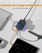 TESSAN Estación de carga USB de 65 W, cargador USB 6 en 1 con carga