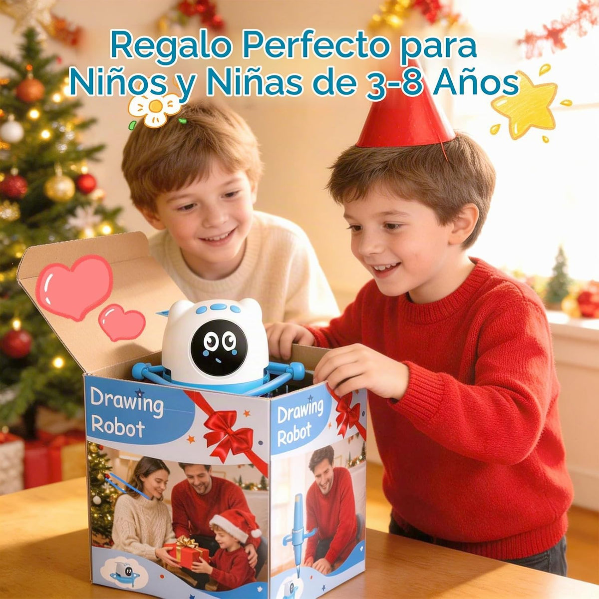 Robot de dibujo para niños, 150 tarjetas de juguete para edades de 3, 4, 5