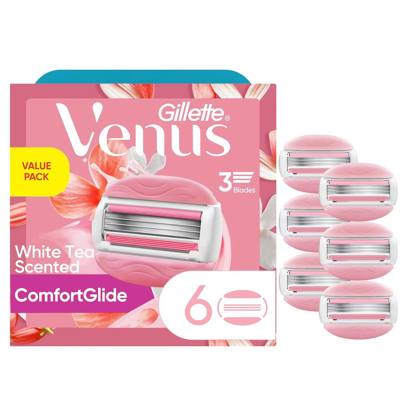 Gillette Venus ComfortGlide - Rastrillo de afeitar para mujer, té b...