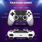 Paquete de 2 controles para PS4 con tapones para joysticks, control inalámbrico con botones traseros programables para PS4/Pro/Slim/PC, batería de 1000mAh/vibración dual/joystick con efecto Hall/panel táctil/giroscopio de 6 ejes/entrada de 3.5 mm