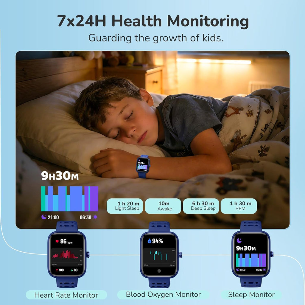ENOMIR Reloj inteligente para niños con monitor de salud, podómetro, 2