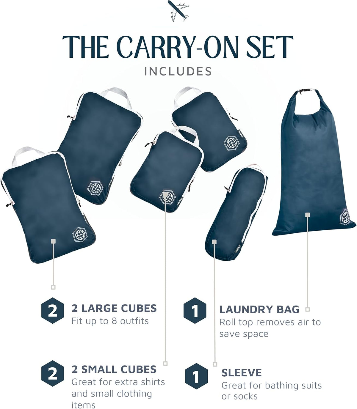 TRIPPED Travel Gear Paquete de 6 cubos de compresión para equipaje de mano