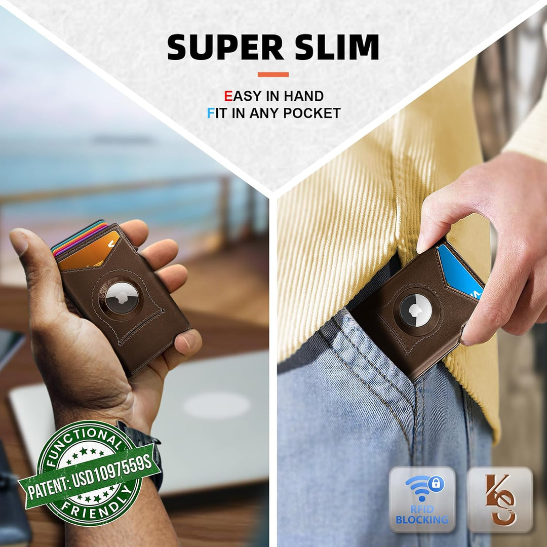 KEMISANT Billetera Airtag para hombre, delgada con bolsillo frontal...