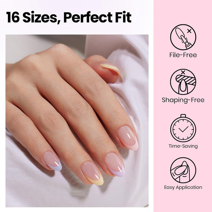 Beetles - Kit de uñas de gel flatX, almendra corta, 320 piezas de p...