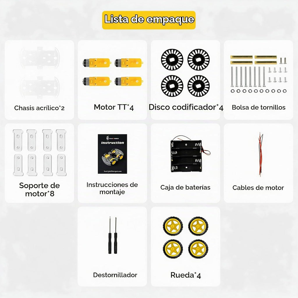 Kit de chasis de robot 4WD Motor TT acrílico de 2 capas para