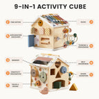 Tiny Land Cubo de actividades de madera 9 en 1, juguete educativo para