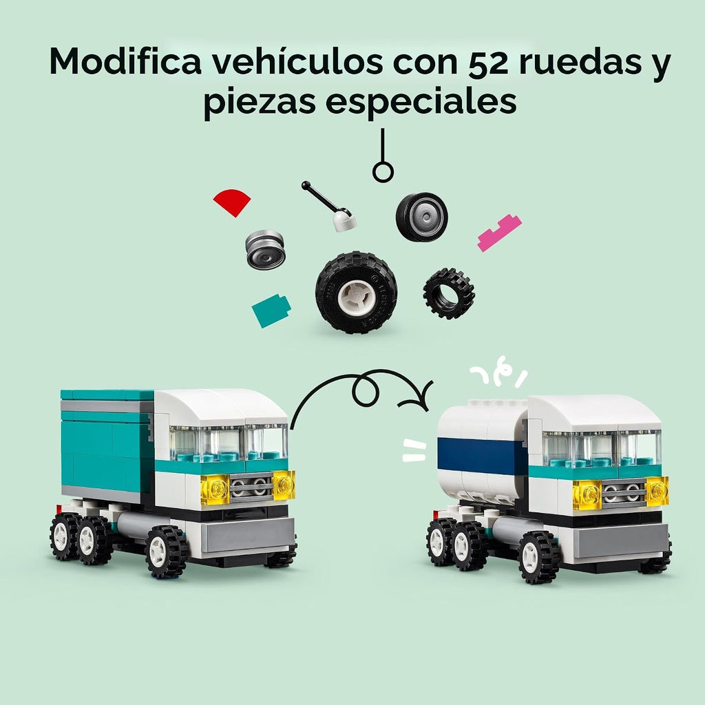LEGO Vehículos creativos clásicos, kit de construcción de ladrillos coloridos con camión de helados, juguete de coche de policía, autos de ciudad modelo y más, regalo o juguete de coche para niños, niñas y niños a partir de 5 años