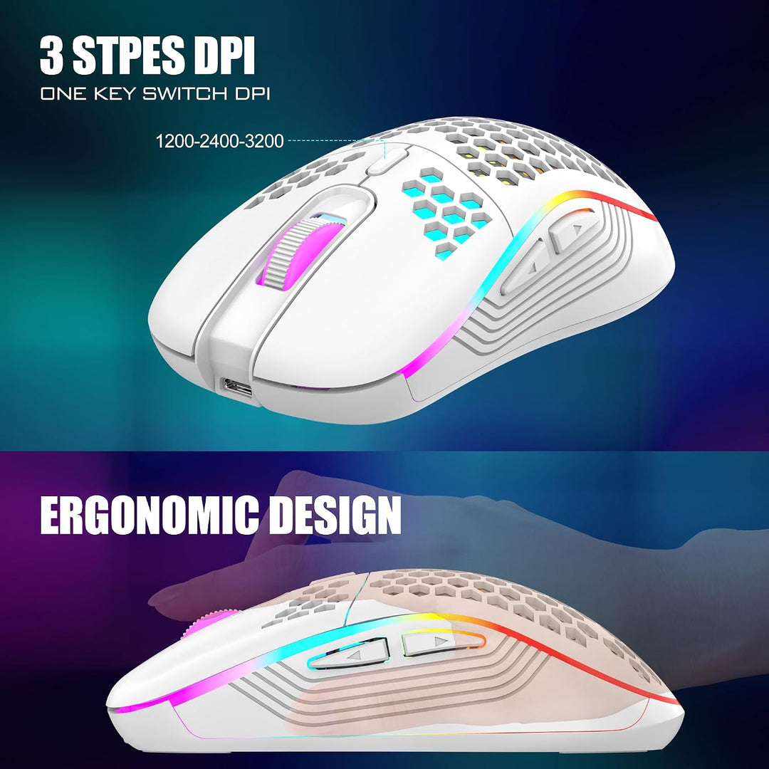 RedThunder Combo de teclado y mouse inalámbricos 60% para juegos, b...
