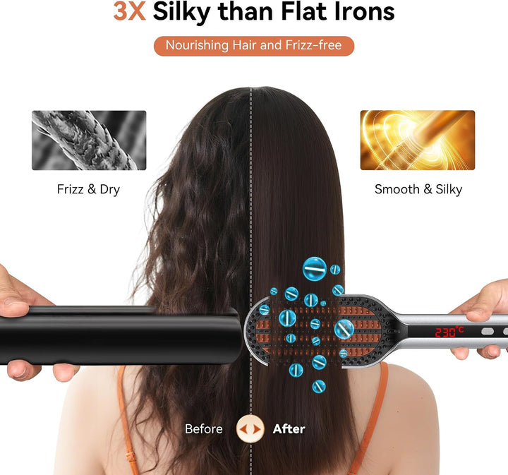 StyleFi Cepillo alisador de cabello de plasma, peine alisador iónic...