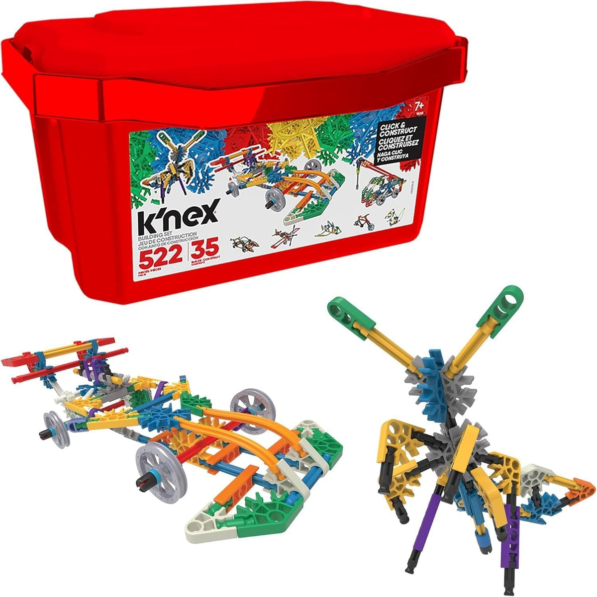 K'NEX - Juego de construcción de valor Click & Construct - 522 piezas, construcción STEM, juego creativo para mayores de 7 años