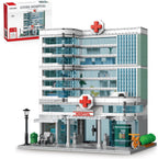 NEWABWN City Hospital Building Set 1350pc LED Lighting Modular Architecture