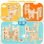 Carrera de mármol de madera para niños, juego de construcción de laberinto