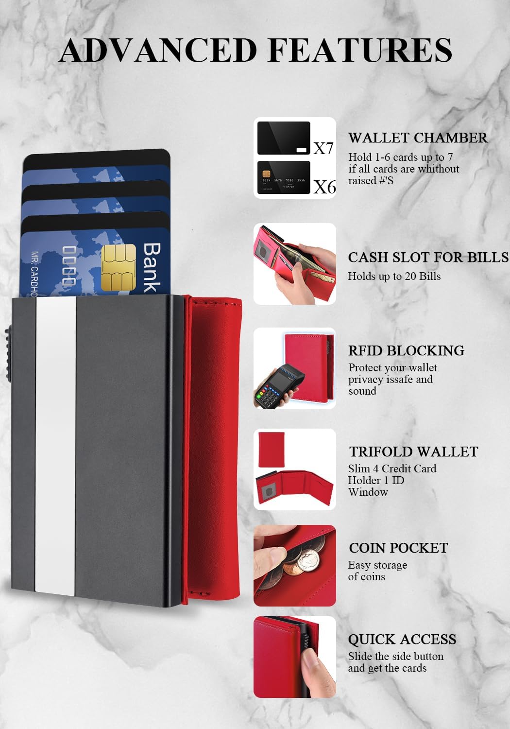 Aibirui Cartera pequeña para hombre, funda desplegable para tarjeta...