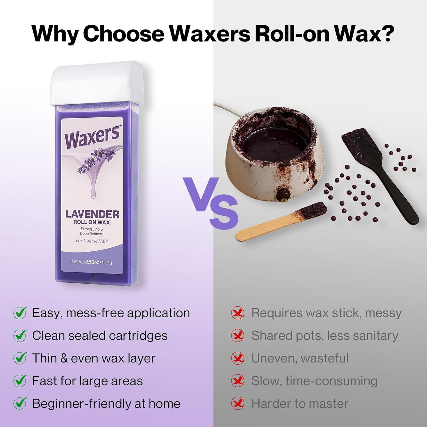 Waxers Kit de Rodillo de Cera para Depilación de Lavanda Kit de Cer...