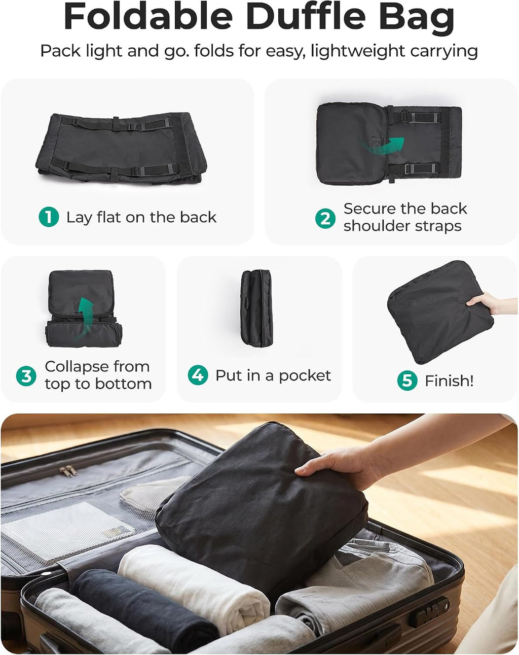 BAGSAMRT - Bolsa de lona plegable para viajes, bolsa de viaje para hombres, mochila de viaje 4 en 1, bolsa de transporte para fin de semana, Gris-oscuro, Casual