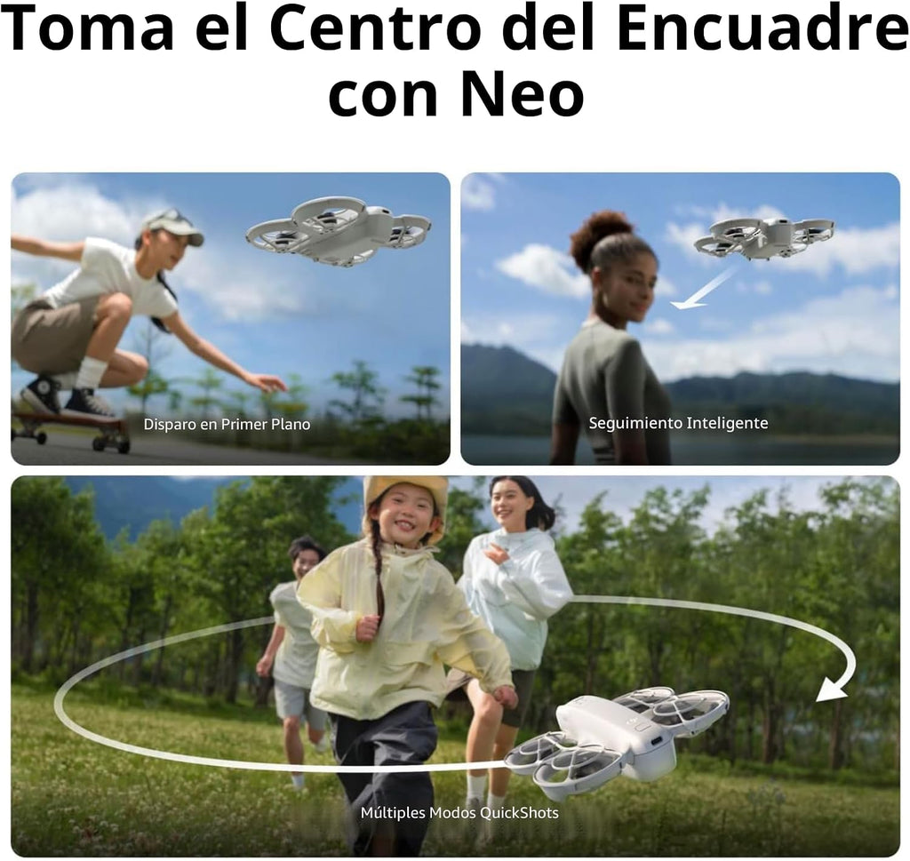 DJI Neo, Minidron con cámara 4K UHD para adultos, dron de 135 g que te sigue, despegue con la palma, seguimiento de sujetos, QuickShots, video estabilizado, protector de hélice incorporado (sin