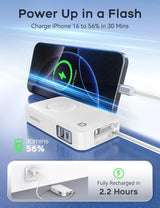 RORRY Cargador portátil, 10000mAh 30W Power Bank con cables retráct...