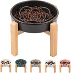 Cuenco de cerámica negra para perros de raza pequeña y media, cuenco elevado de alimentación lenta de 6.1 pulgadas, cuenco de comida para perros de rompecabezas para comer rápido, plato de laberinto