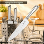 imarku - Juego de 14 cuchillos, elegante juego de cubiertos de cocina minimalistas blancos