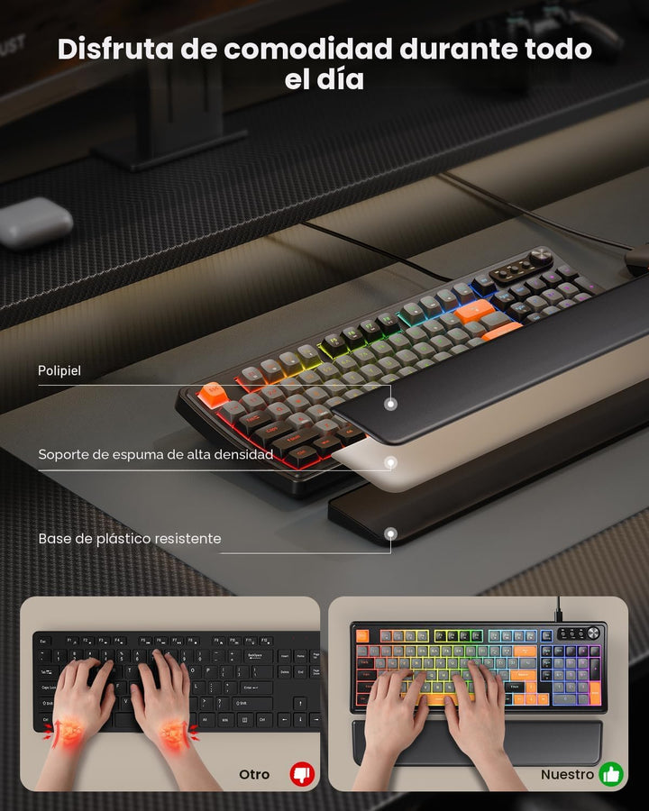 SABLUTE Teclado y mouse para juegos, teclado de membrana silencioso...