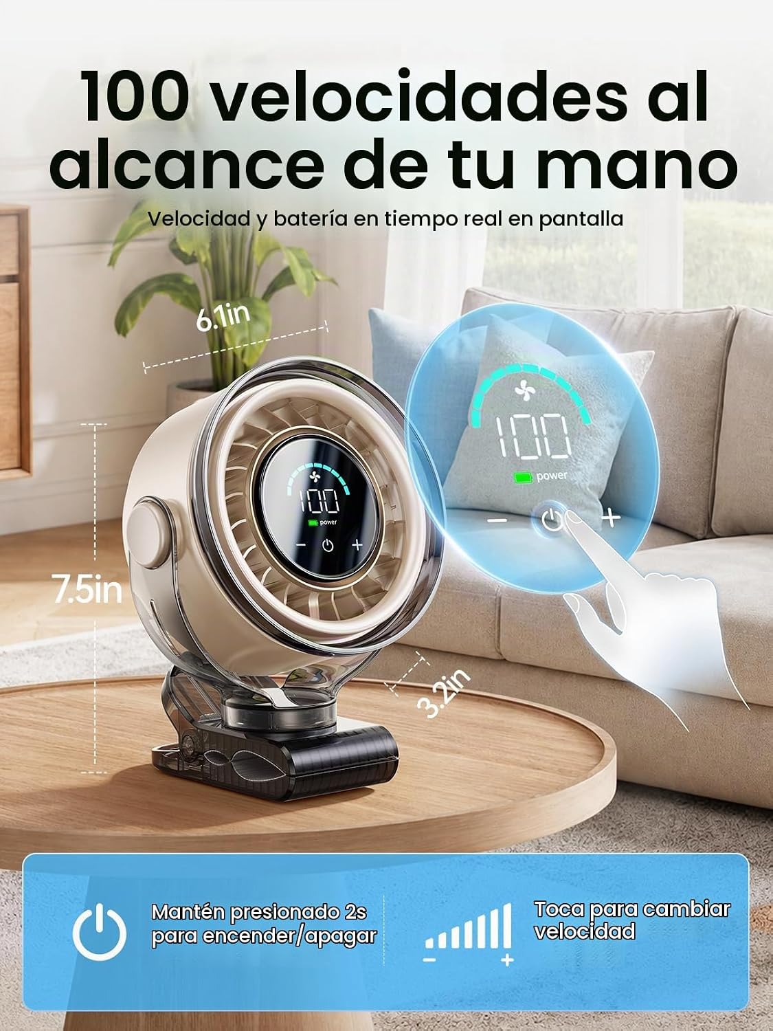 OpenBay Ventilador de clip, ventilador USB recargable con abrazader...