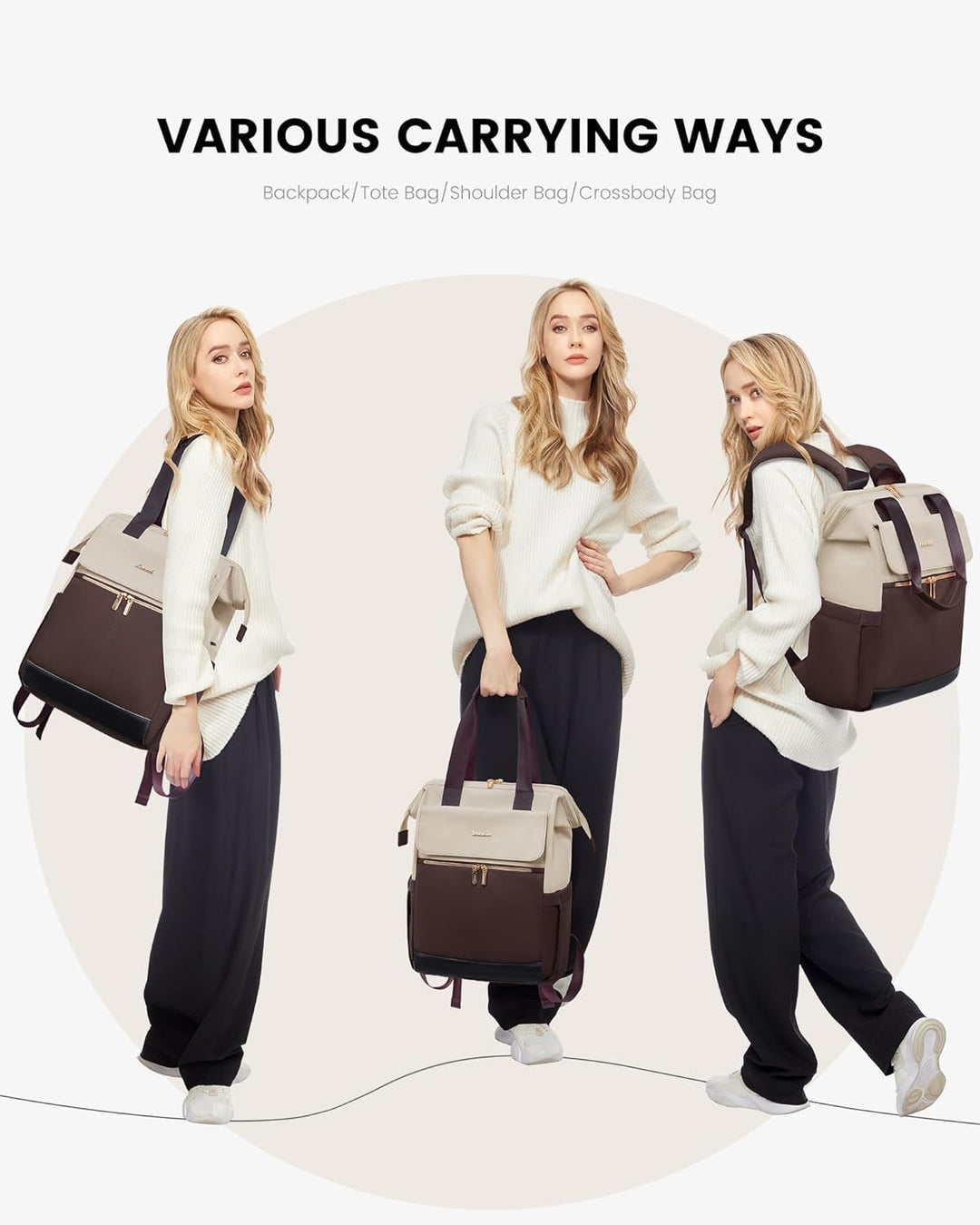LOVEVOOK Mochila para laptop para mujer, bolsa de trabajo de 15.6 p...