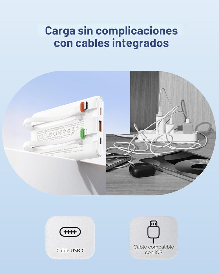 VEGER Cargador portátil, ultra delgado de 22.5 W de carga rápida co...