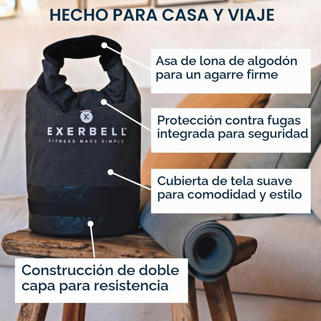 Pesa rusa plegable y ajustable de 4.4 a 30.9 lbs (2-14 kg) - pesa rusa de agua y saco de arena - Entrenamiento versátil con saco de arena y bolsa de peso - Equipo de entrenamiento de fuerza