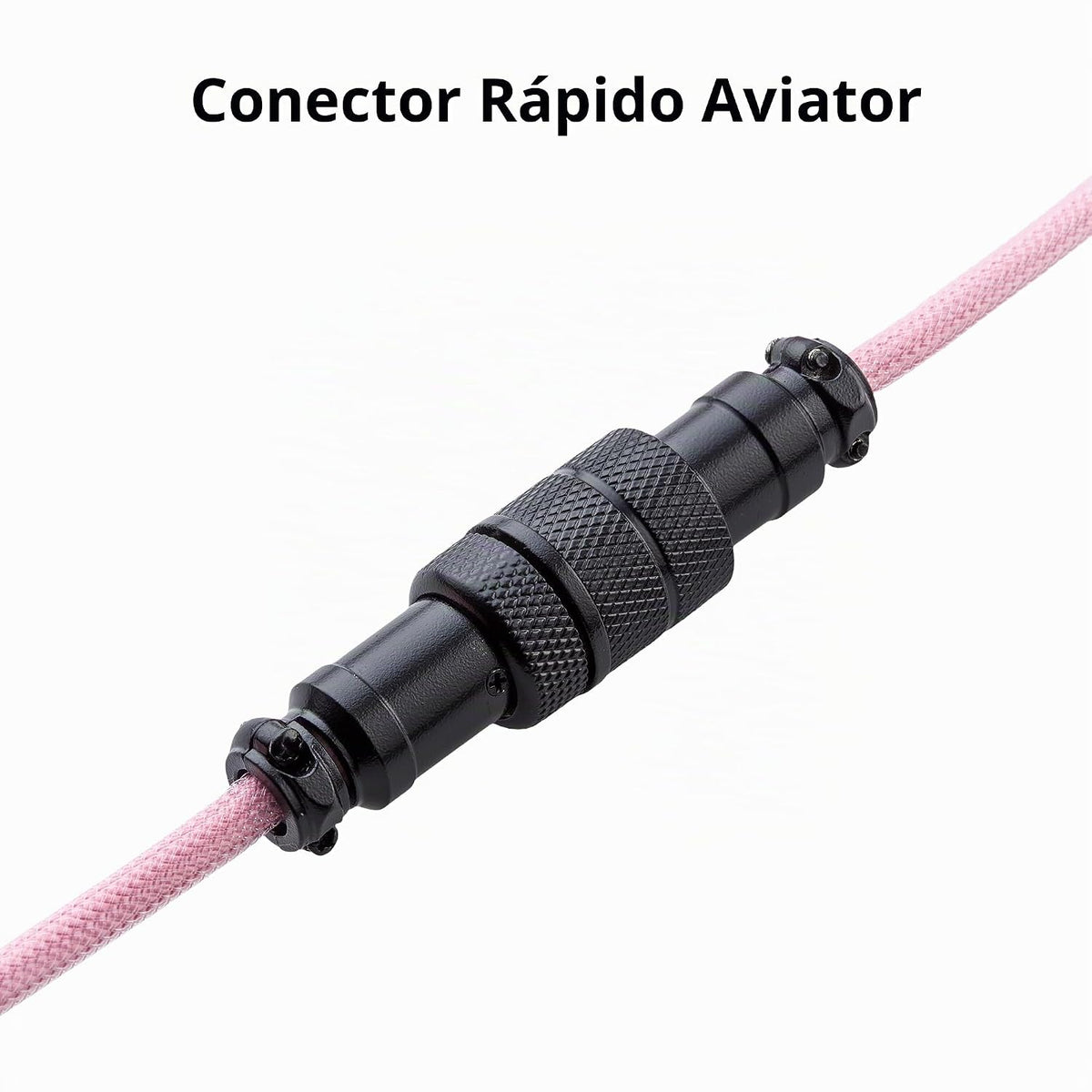 Pro Cable USB C en espiral personalizado para teclado de juegos, cable de teclado mecánico de doble funda con aviador metálico desmontable, 1.5M USB-C a USB-A, negro rosa
