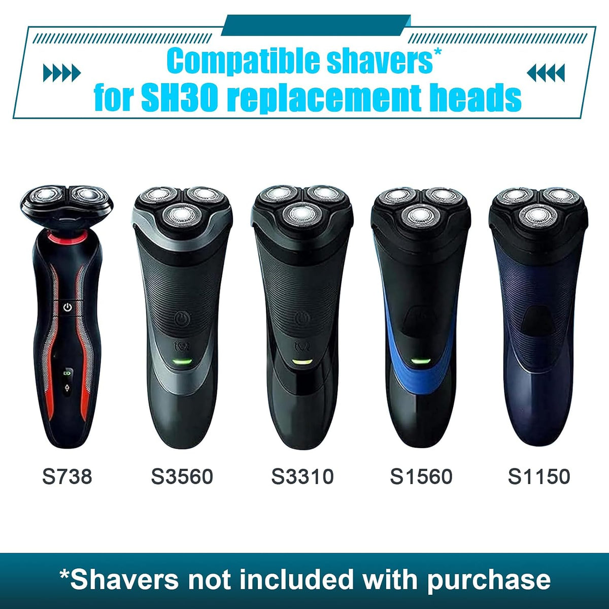 Paquete de 9 cabezales de repuesto SH30 compatibles con Philips Nor...