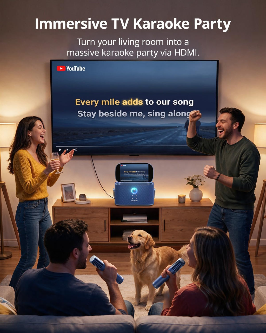Ikarao Máquina de karaoke para adultos, 2 micrófonos de carga automática