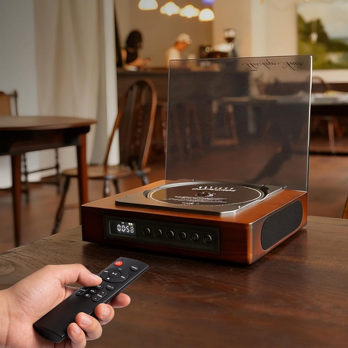 Reproductor de CD retro para el hogar con Bluetooth, altavoces