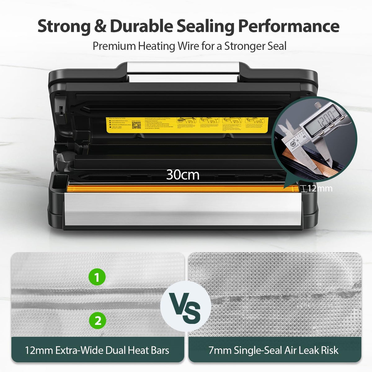 Máquina selladora al vacío de 95 kPa con tecnología AquaLock, sellador automático de alimentos de doble bomba para alimentos secos y húmedos, doble sellado térmico, cortador integrado, almacenamiento
