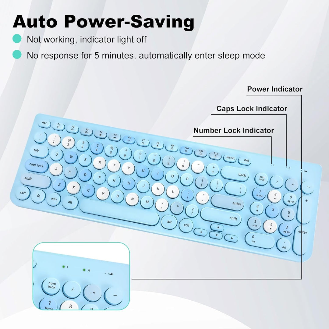 Combo de teclado y mouse inalámbricos, teclado retro de máquina de...