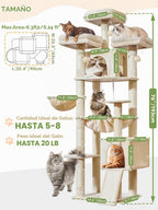 Taoqimiao Árbol para Gatos Alto, 76In Torre para Gatos Grandes, 3 Plataformas Acolchadas